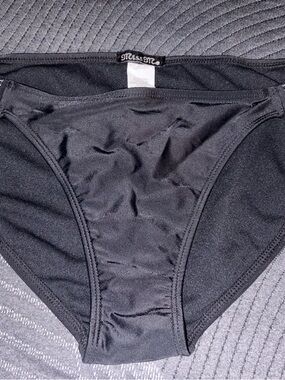 Miss Me Solid Black Swim Bottoms with Subtle Logo